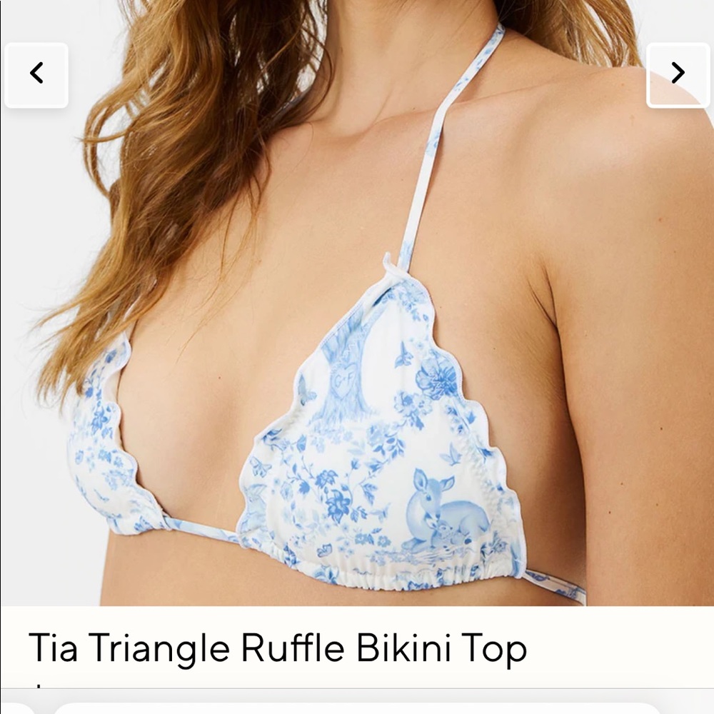 NWT Frankie’s Bikinis Tia Triangle Ruffle Top Bikini